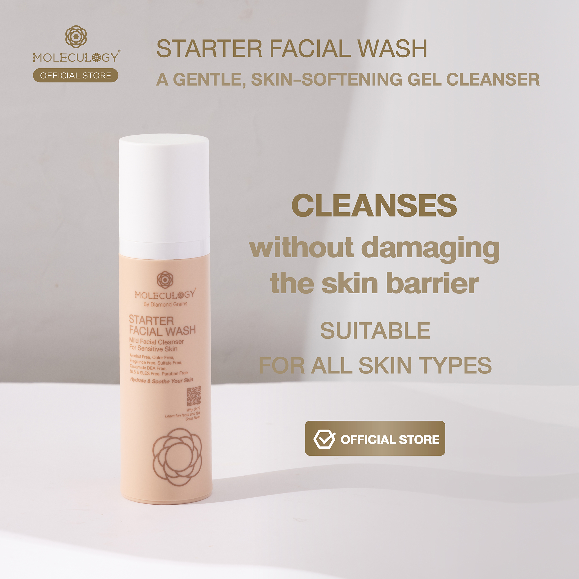 Moleculogy Starter Facial Wash Mild Facial Cleanser for Sensitive Skin (100g)