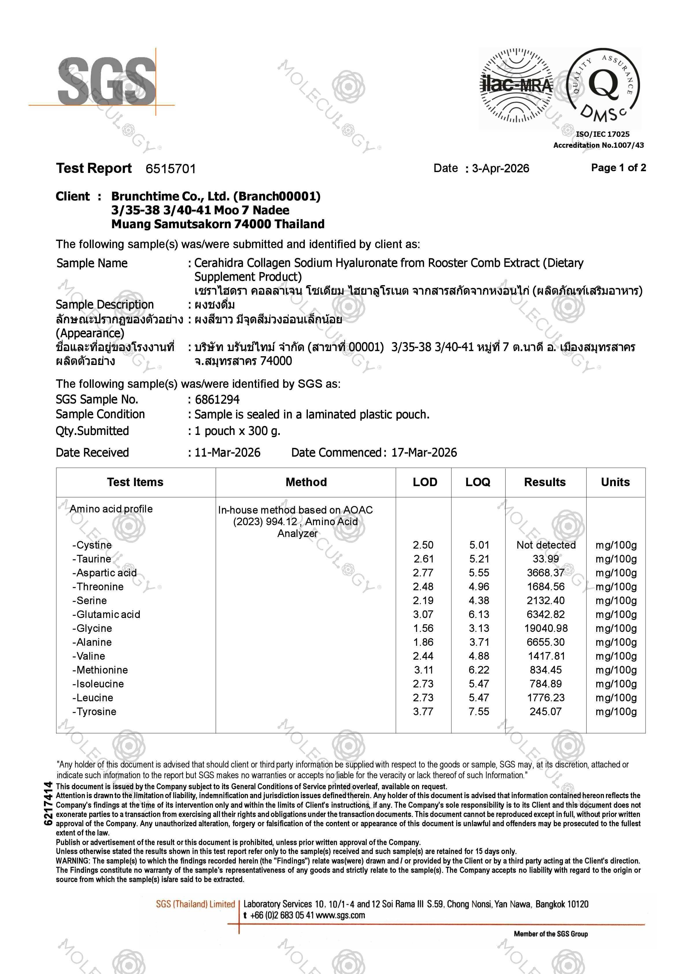 Moleculogy CeraHidra Collagen (15 Sachets) - Test Results (7)