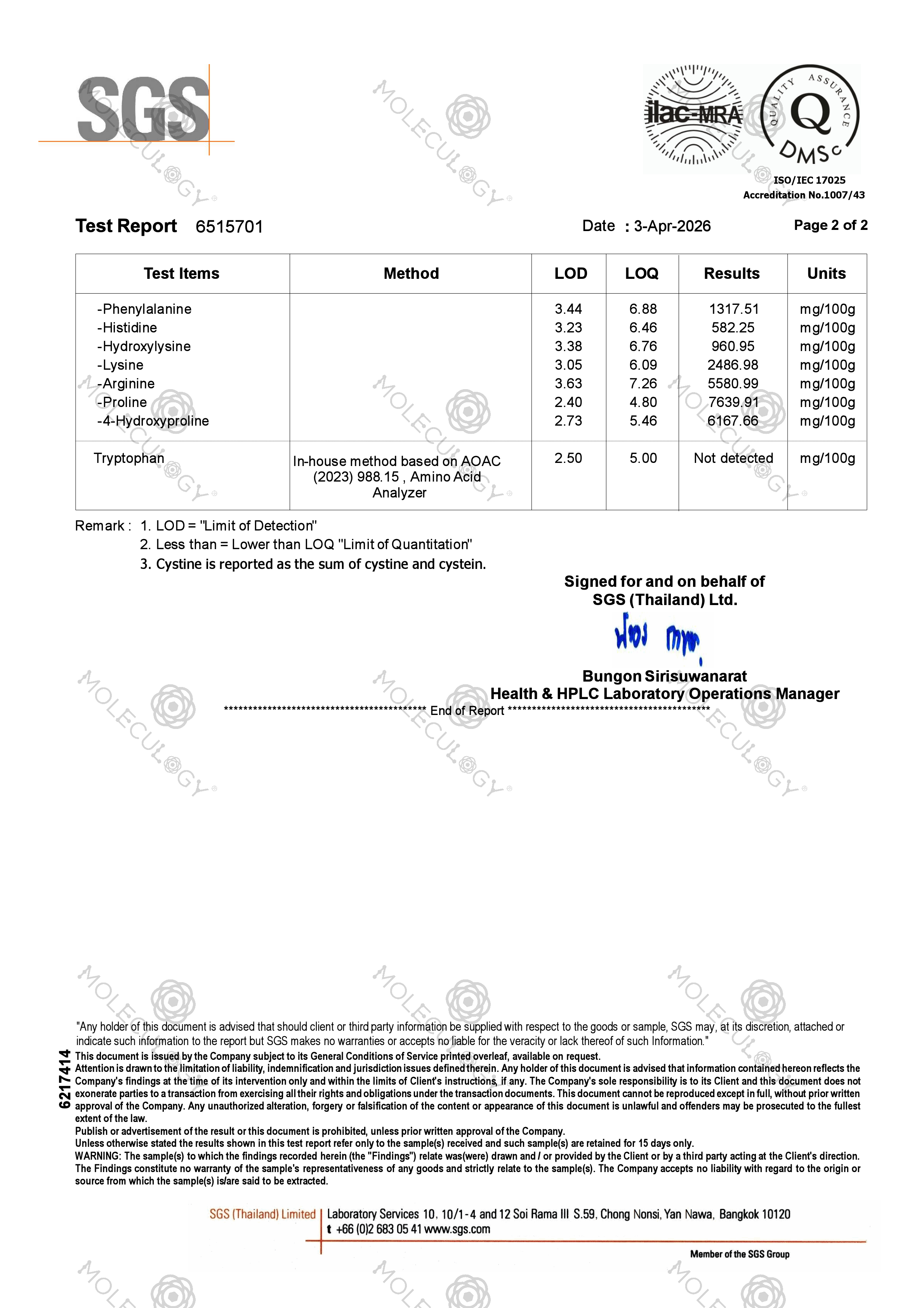 Moleculogy CeraHidra Collagen (15 Sachets) - Test Results (8)