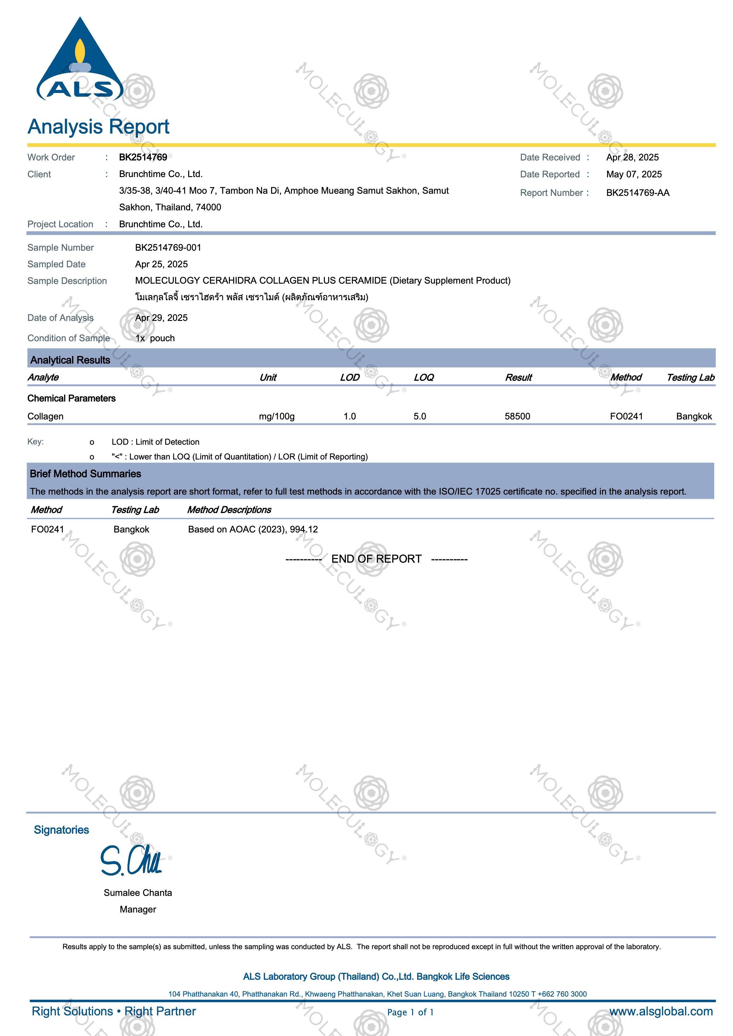 Moleculogy CeraHidra Collagen (15 Sachets) - Test Results (13)
